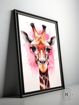 Pink Giraffe with glasses