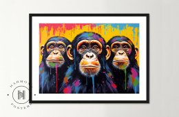Three colorful monkeys
