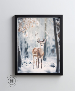 Young Deer in a Winter Forest