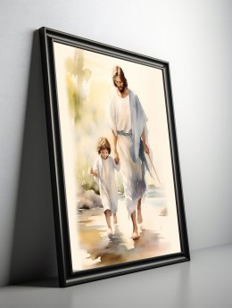 Jezus spacerujący z dzieckiem